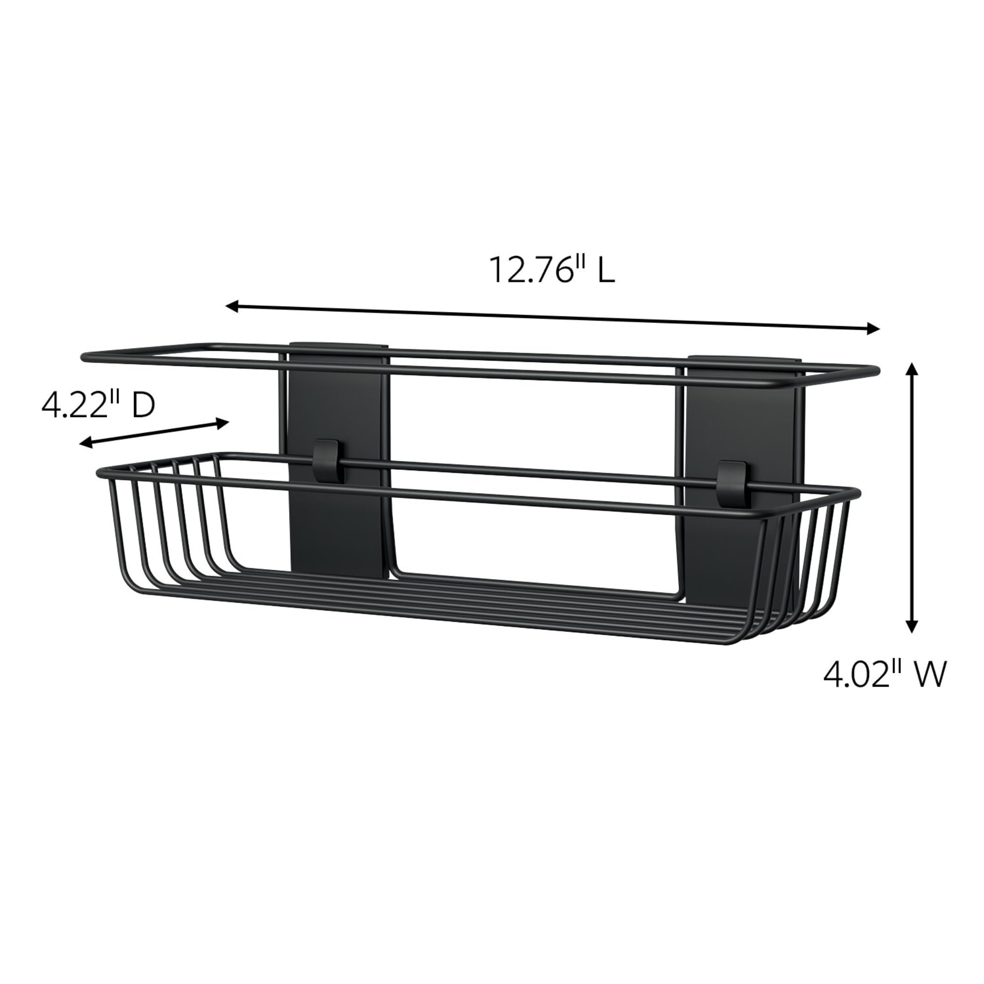 Command Shower Caddy Matte Black With Water Resistant Command Strips, Bathroom Organizer, Holds Up To 6.5 Lbs, 1 Count (Pack Of